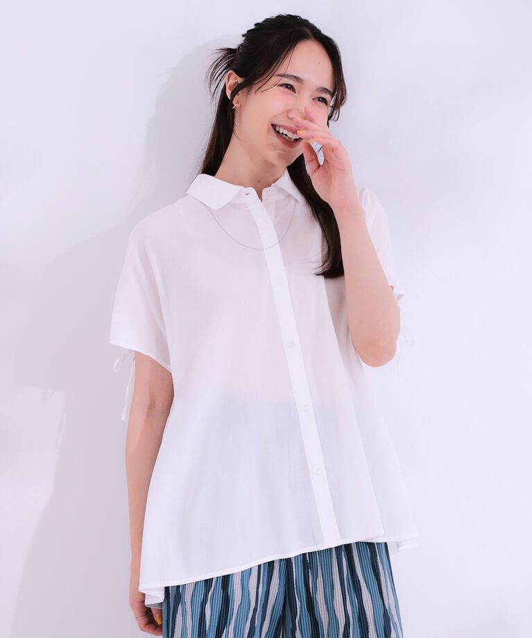 SHOO･LA･RUE「【S-LL/接触冷感】後ろ姿も抜かりなく インせず着られる バックギャザーシャツ」|シャツ・ブラウス|