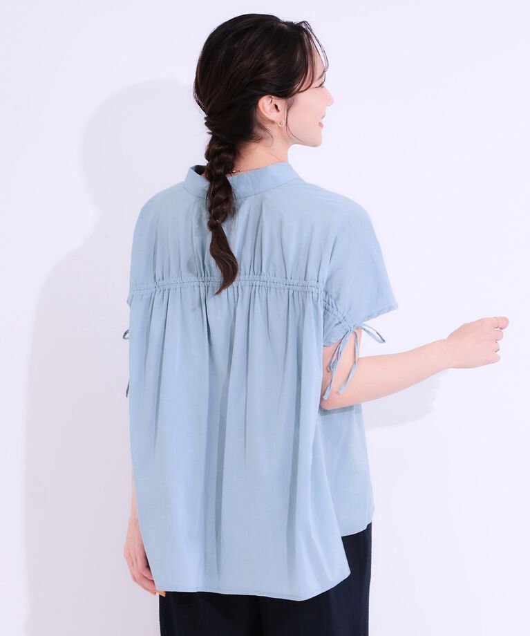 SHOO･LA･RUE「【S-LL/接触冷感】後ろ姿も抜かりなく インせず着られる バックギャザーシャツ」|シャツ・ブラウス|
