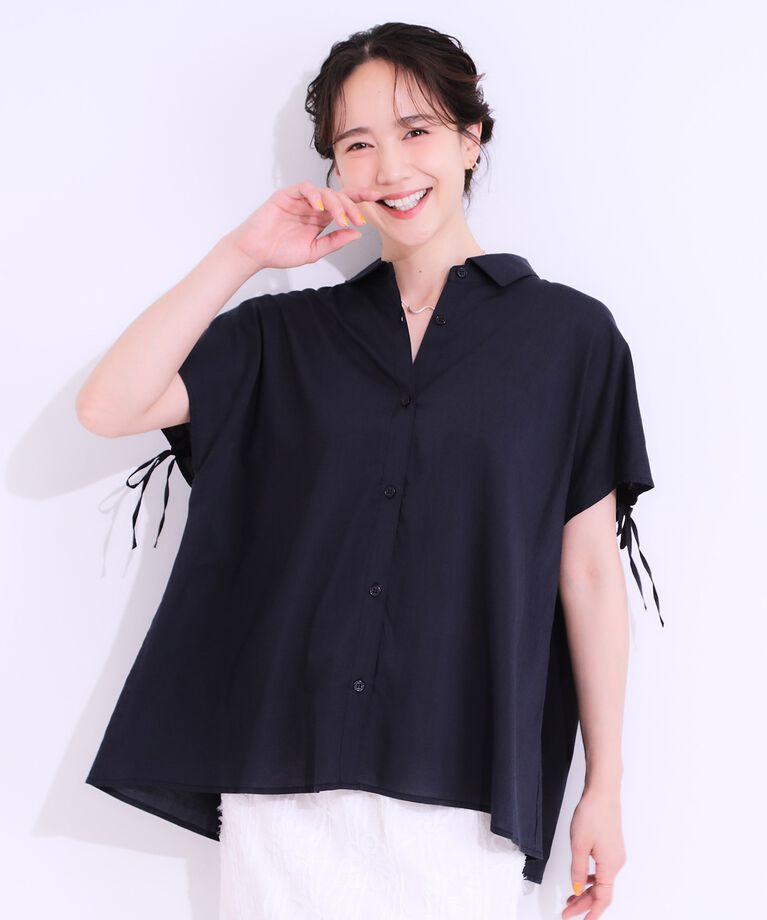 SHOO･LA･RUE「【S-LL/接触冷感】後ろ姿も抜かりなく インせず着られる バックギャザーシャツ」|シャツ・ブラウス|