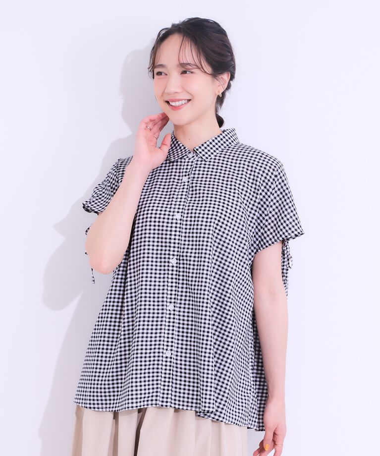 SHOO･LA･RUE「【S-LL/接触冷感】後ろ姿も抜かりなく インせず着られる バックギャザーシャツ」|シャツ・ブラウス|