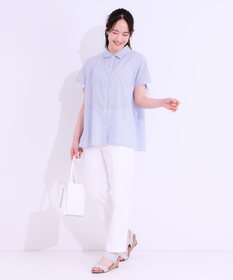 SHOO･LA･RUE「【S-LL/接触冷感】後ろ姿も抜かりなく インせず着られる バックギャザーシャツ」|シャツ・ブラウス|