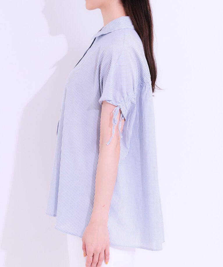 SHOO･LA･RUE「【S-LL/接触冷感】後ろ姿も抜かりなく インせず着られる バックギャザーシャツ」|シャツ・ブラウス|