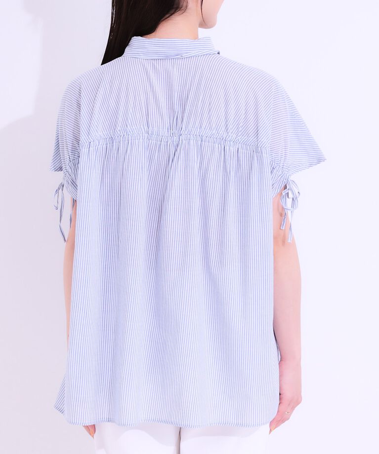 SHOO･LA･RUE「【S-LL/接触冷感】後ろ姿も抜かりなく インせず着られる バックギャザーシャツ」|シャツ・ブラウス|