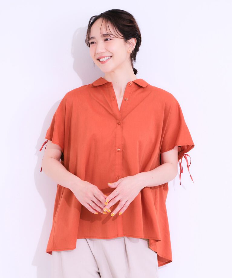 SHOO･LA･RUE「【S-LL/接触冷感】後ろ姿も抜かりなく インせず着られる バックギャザーシャツ」|シャツ・ブラウス|