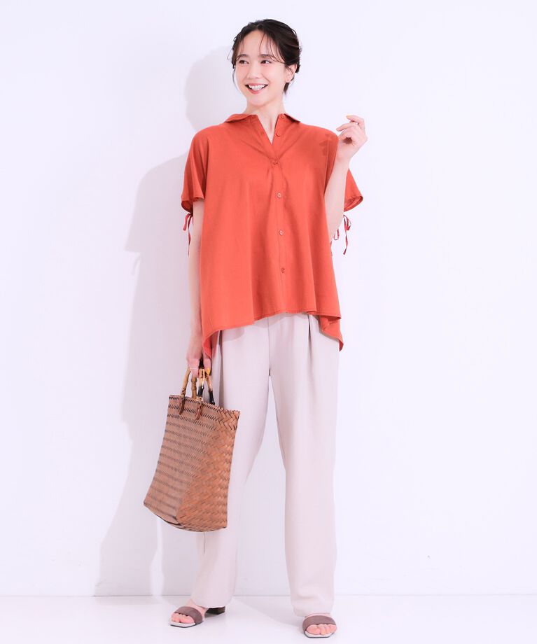 SHOO･LA･RUE「【S-LL/接触冷感】後ろ姿も抜かりなく インせず着られる バックギャザーシャツ」|シャツ・ブラウス|