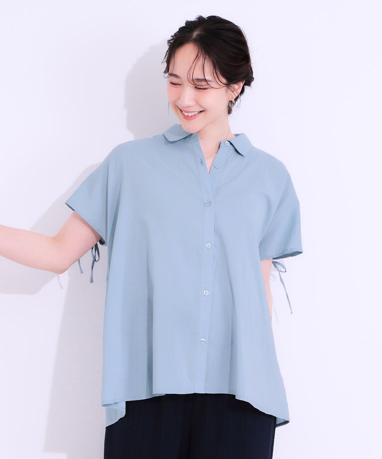 SHOO･LA･RUE「【S-LL/接触冷感】後ろ姿も抜かりなく インせず着られる バックギャザーシャツ」|シャツ・ブラウス|