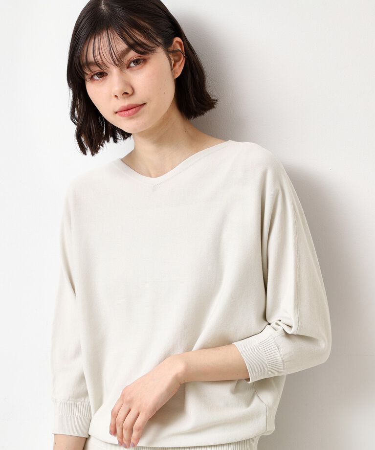Dessin「【選べる7色展開・洗える】後ろボタンニットプルオーバー七分袖（XS～L）」|ニット・セーター|グレージュ(050)