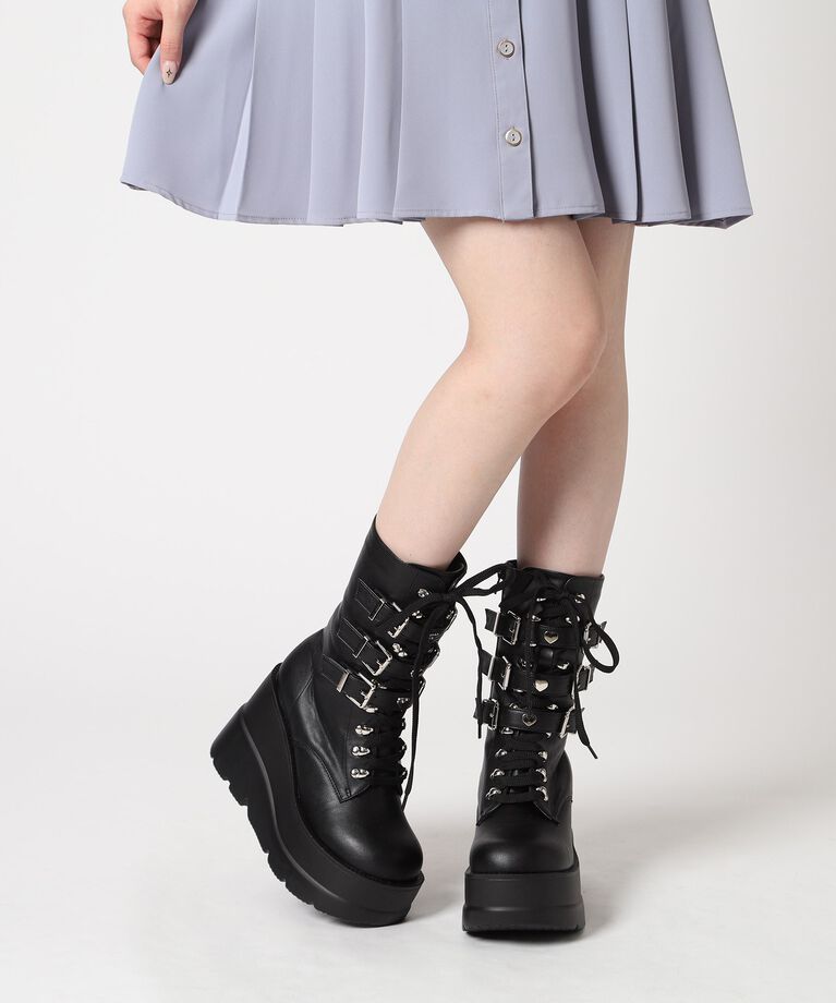 csT&P「厚底ハート付きベルトブーツ」|ショートブーツ|