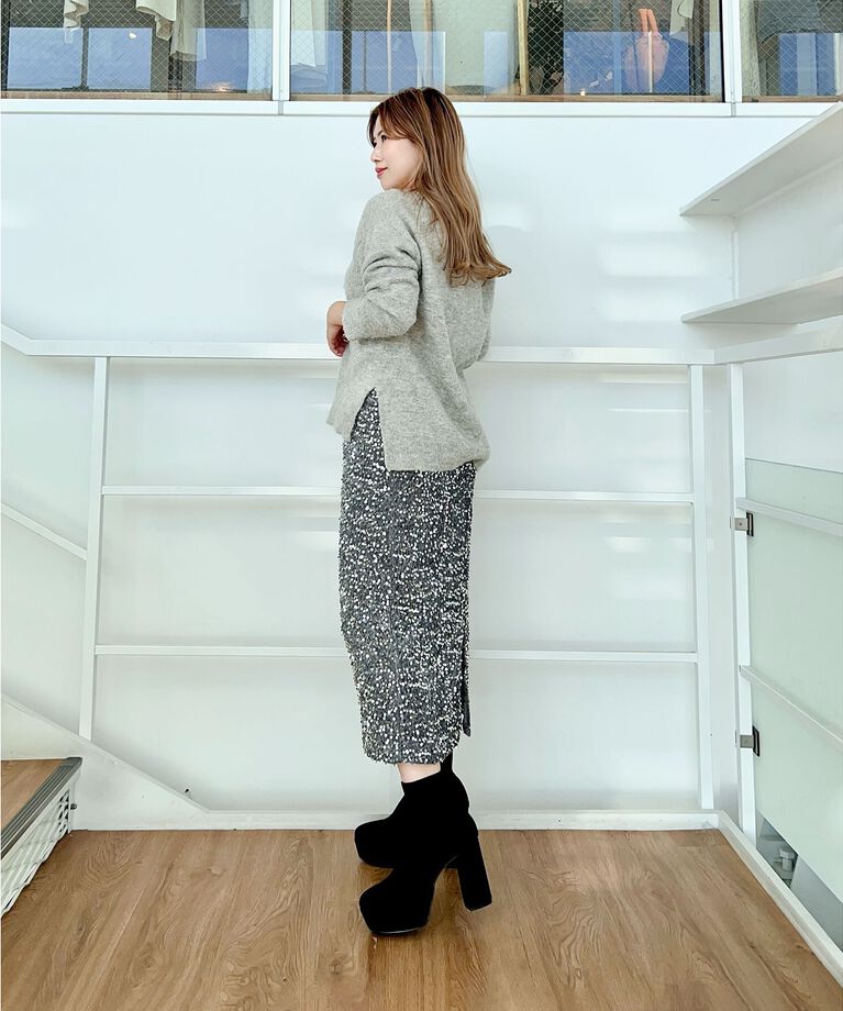 ESPERANZA「【ラク盛り／ショートブーツ】リピーター続出／脚長美脚　厚底ニットショートブーツ」|ショートブーツ|