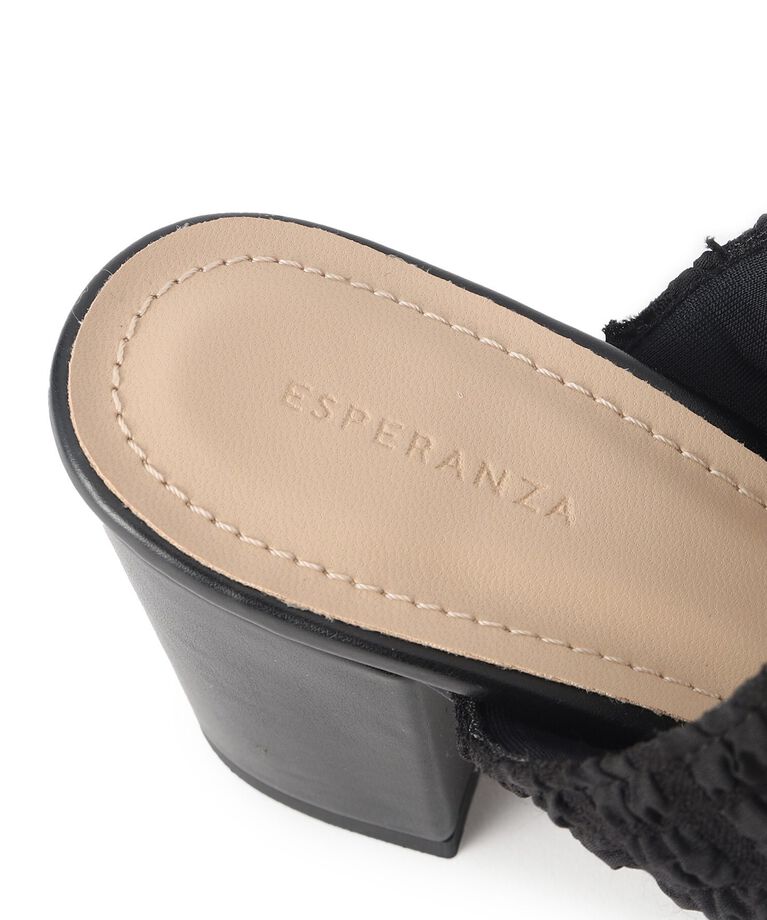 ESPERANZA「ダブルベルト太ヒールミュールサンダル 24SS」|サンダル|