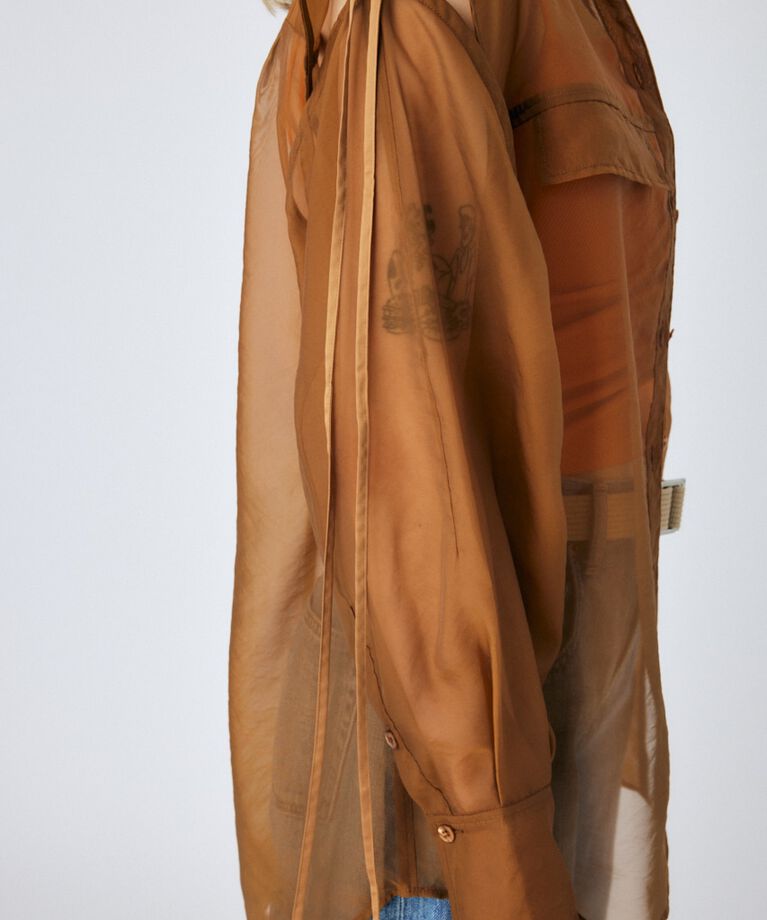 MOUSSY「TIED SLEEVE SEE-THROUGH シャツ」|シャツ・ブラウス|