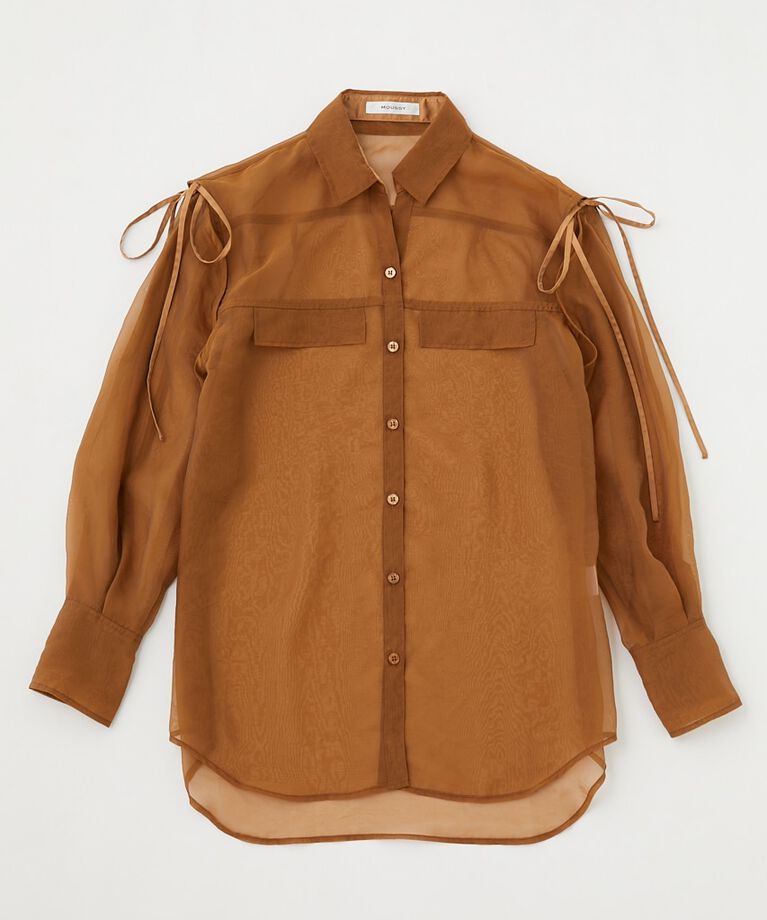 MOUSSY「TIED SLEEVE SEE-THROUGH シャツ」|シャツ・ブラウス|