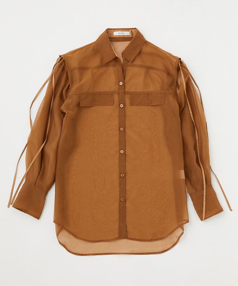 MOUSSY「TIED SLEEVE SEE-THROUGH シャツ」|シャツ・ブラウス|