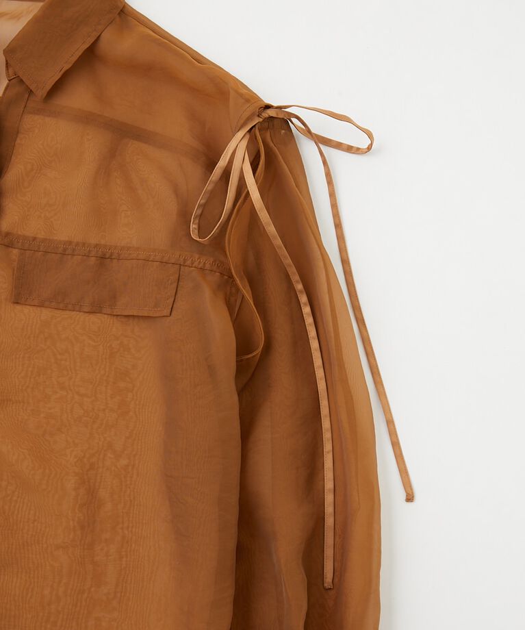MOUSSY「TIED SLEEVE SEE-THROUGH シャツ」|シャツ・ブラウス|