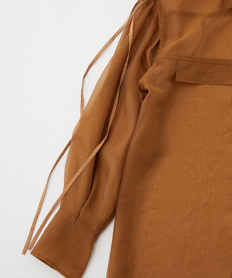 MOUSSY「TIED SLEEVE SEE-THROUGH シャツ」|シャツ・ブラウス|