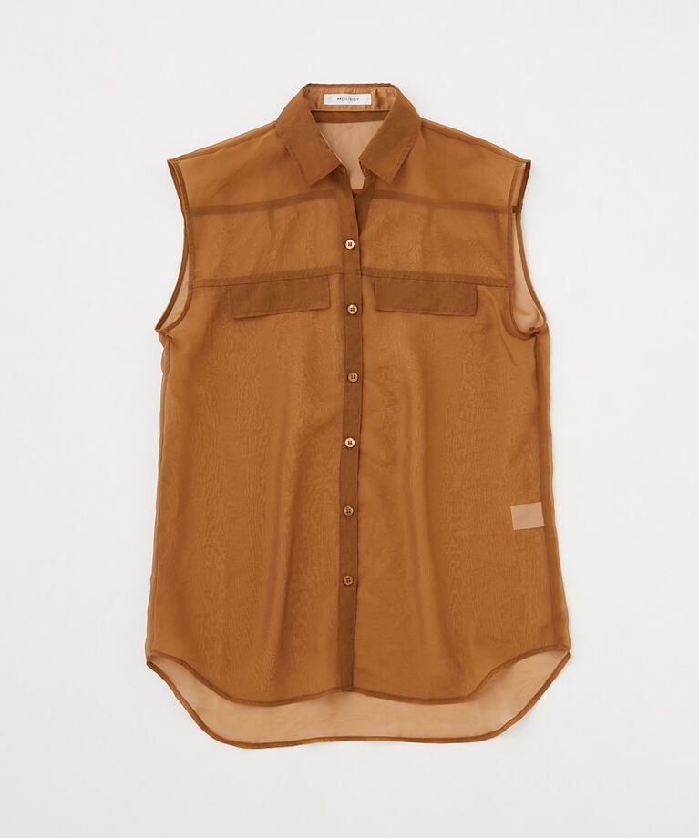 MOUSSY「TIED SLEEVE SEE-THROUGH シャツ」|シャツ・ブラウス|