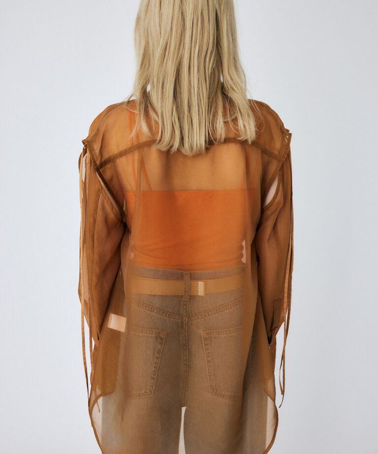 MOUSSY「TIED SLEEVE SEE-THROUGH シャツ」|シャツ・ブラウス|
