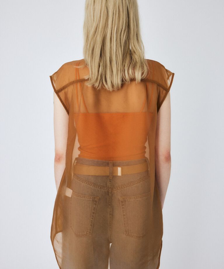MOUSSY「TIED SLEEVE SEE-THROUGH シャツ」|シャツ・ブラウス|