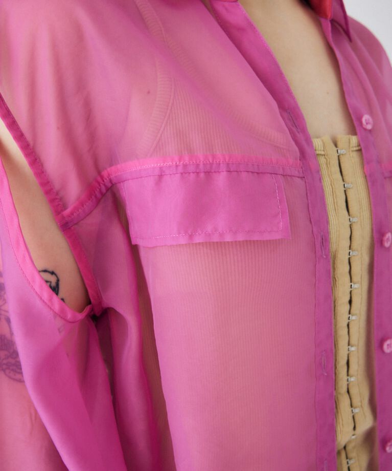 MOUSSY「TIED SLEEVE SEE-THROUGH シャツ」|シャツ・ブラウス|