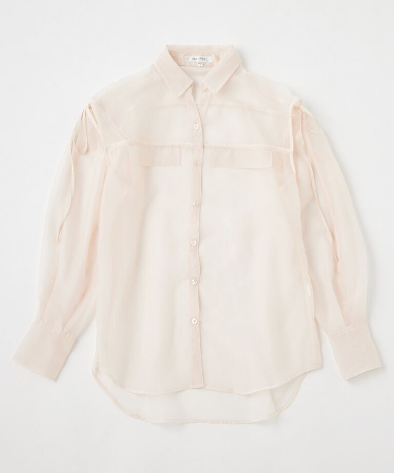 MOUSSY「TIED SLEEVE SEE-THROUGH シャツ」|シャツ・ブラウス|