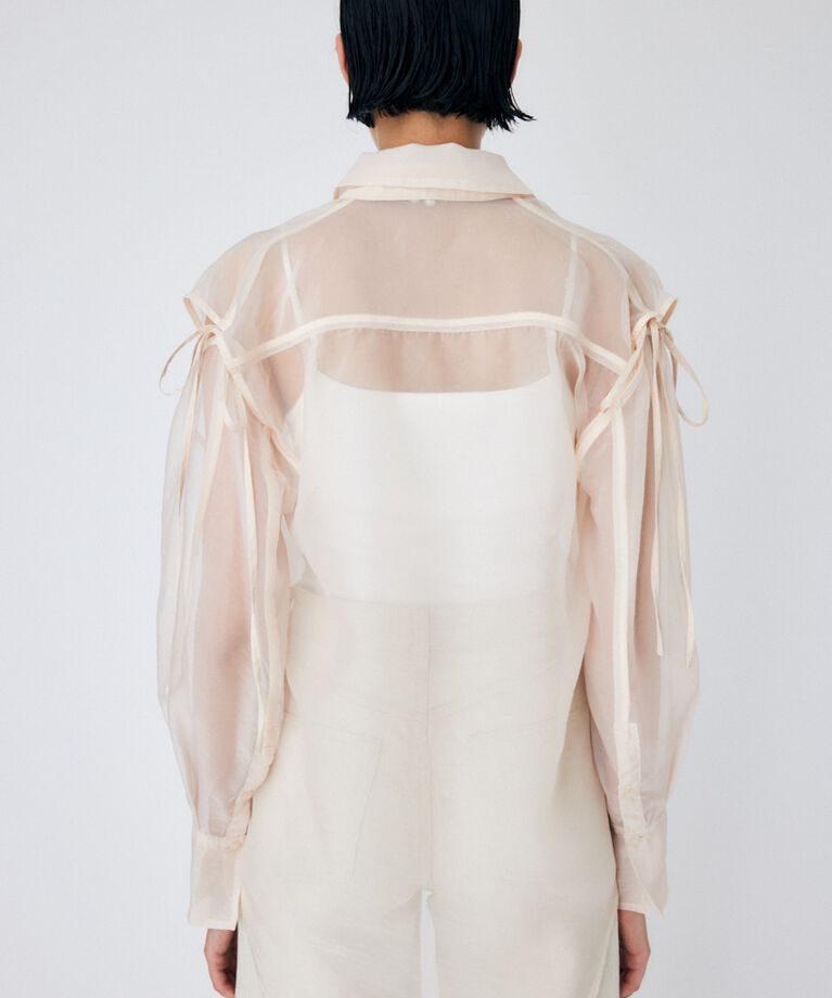 MOUSSY「TIED SLEEVE SEE-THROUGH シャツ」|シャツ・ブラウス|