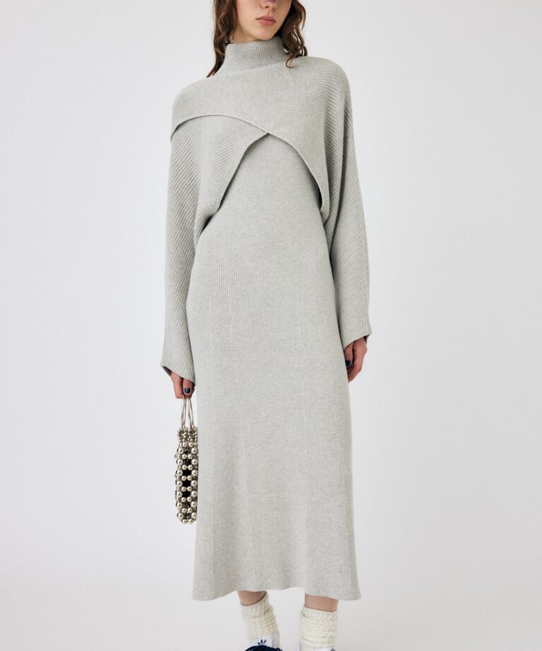 MOUSSY「SWITCHING RIB KNIT ドレス」|ワンピース|L/GRY1