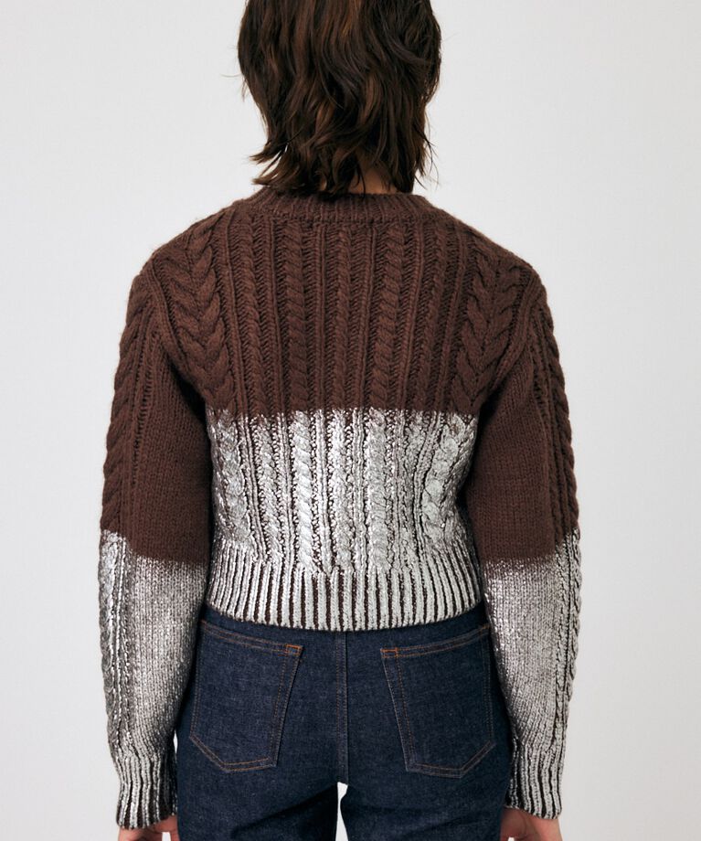 MOUSSY「FOIL PRINT CABLE カーディガン」|カーディガン|