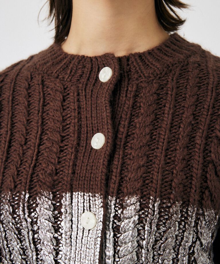 MOUSSY「FOIL PRINT CABLE カーディガン」|カーディガン|