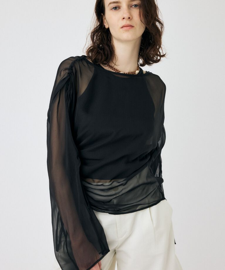 MOUSSY「SHEER GATHER ブラウス」|シャツ・ブラウス|