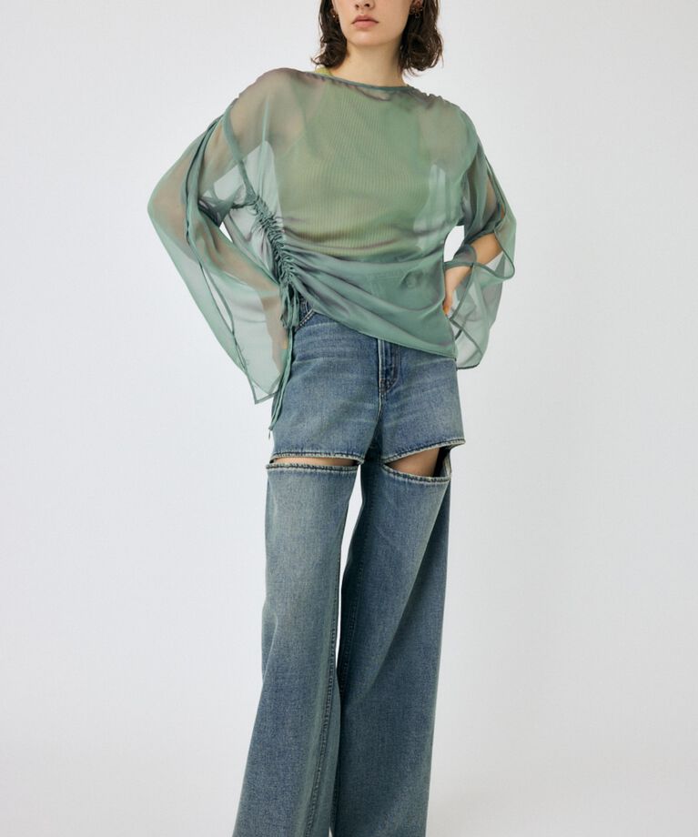 MOUSSY「SHEER GATHER ブラウス」|シャツ・ブラウス|