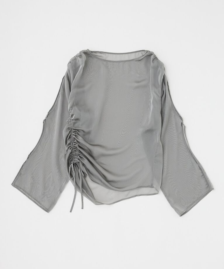MOUSSY「SHEER GATHER ブラウス」|シャツ・ブラウス|GRY