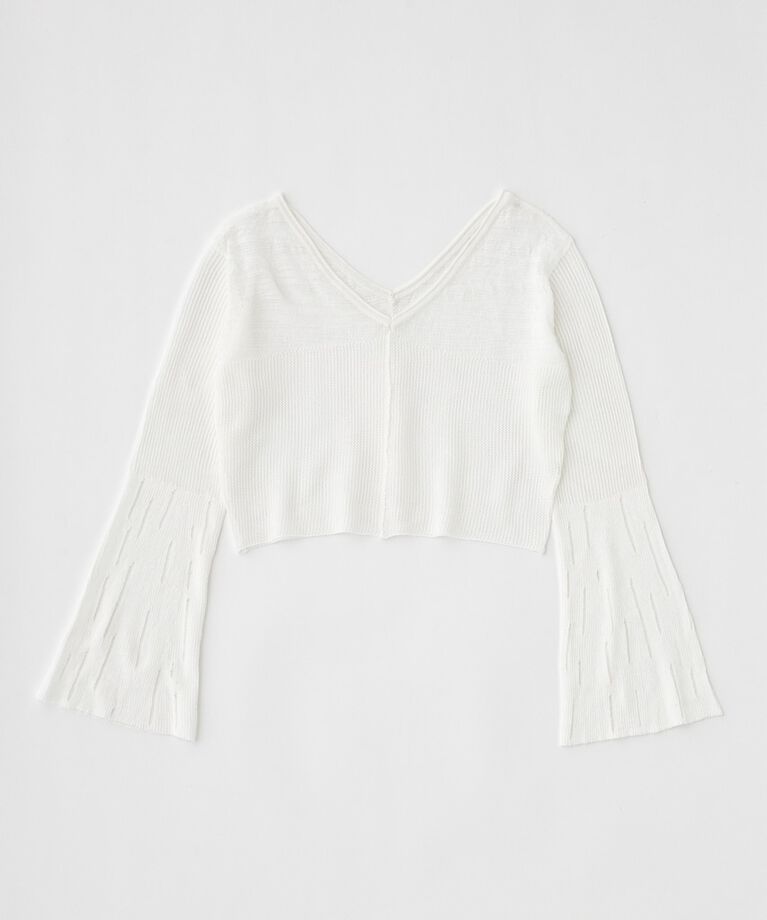 MOUSSY「MESH V NECK ニットトップス」|ニット・セーター|WHT
