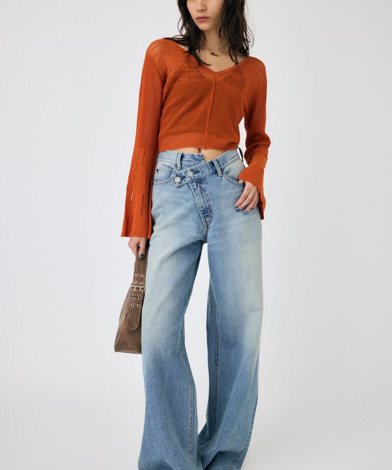 MOUSSY「MESH V NECK ニットトップス」|ニット・セーター|