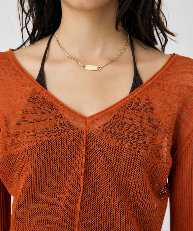 MOUSSY「MESH V NECK ニットトップス」|ニット・セーター|