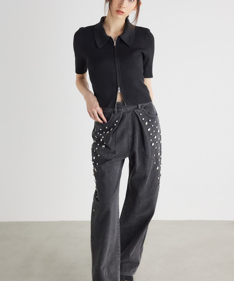 rienda「ZIPシャツKnit TOP」|ニット・セーター|