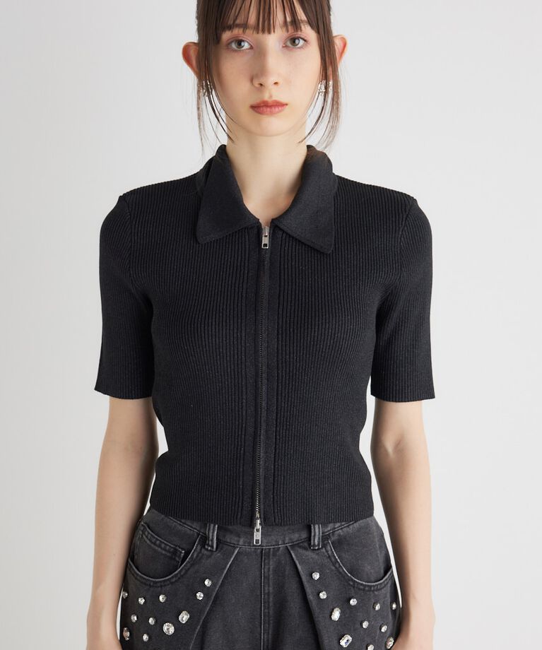 rienda「ZIPシャツKnit TOP」|ニット・セーター|