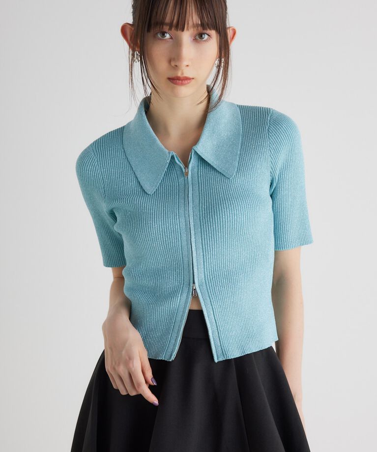 rienda「ZIPシャツKnit TOP」|ニット・セーター|BLU