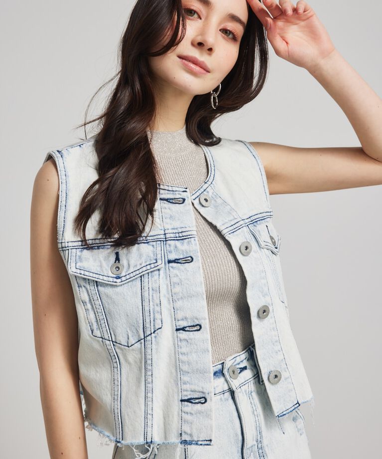 rienda「ノーカラーDENIMベスト」|その他|
