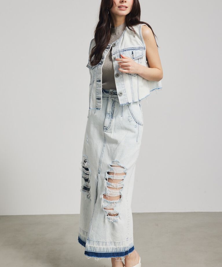 rienda「ノーカラーDENIMベスト」|その他|