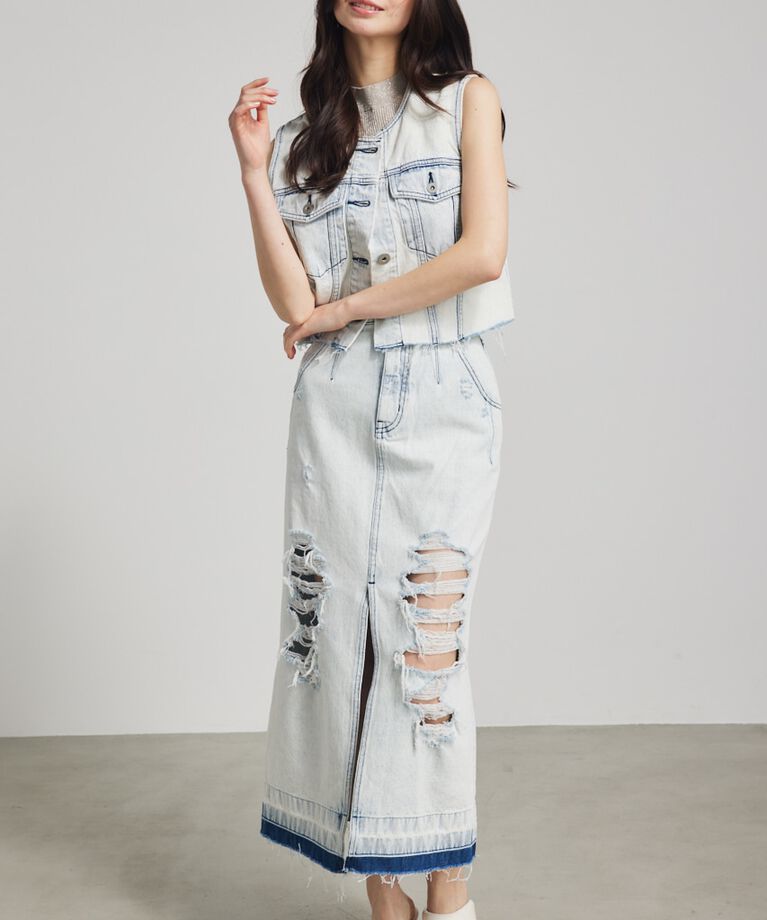 rienda「ノーカラーDENIMベスト」|その他|