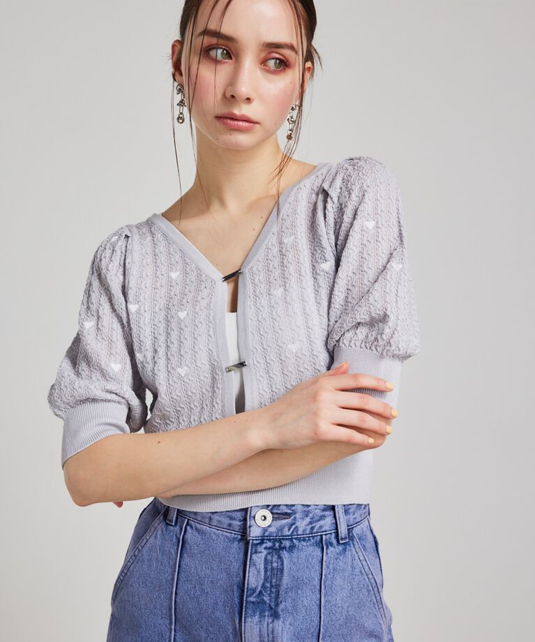 rienda「2WAYハートドットパフknitTOP」|ニット・セーター|