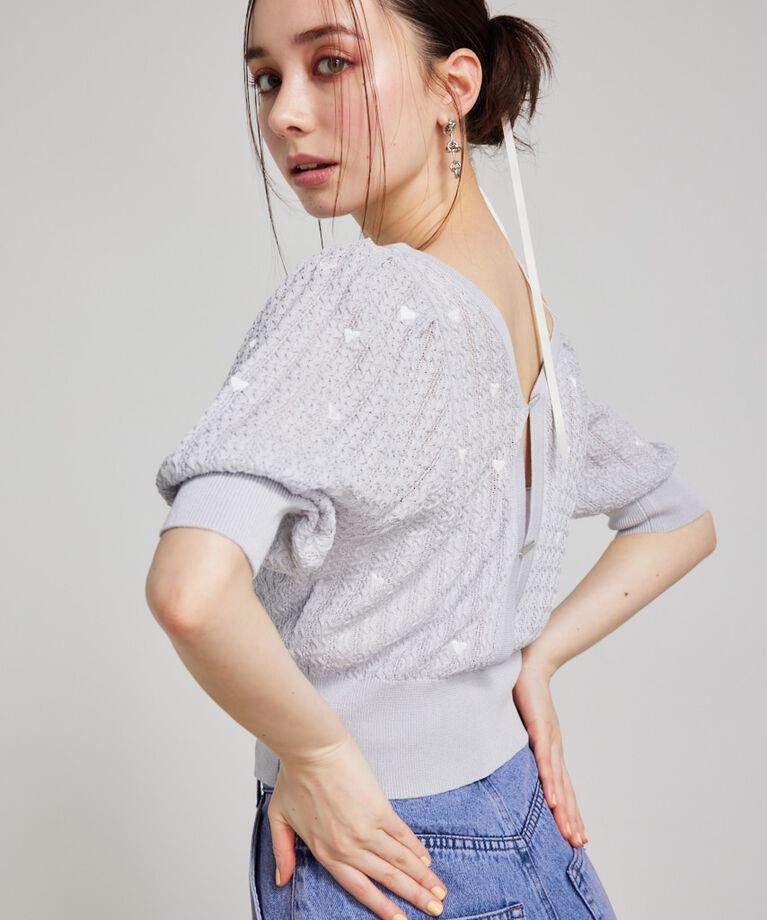 rienda「2WAYハートドットパフknitTOP」|ニット・セーター|