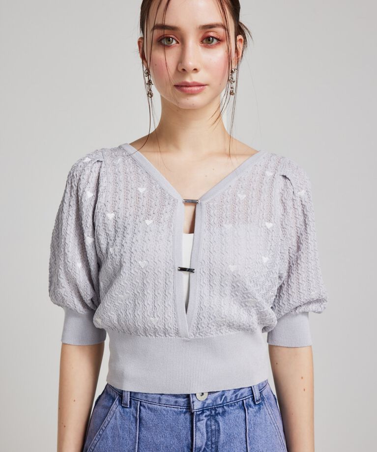 rienda「2WAYハートドットパフknitTOP」|ニット・セーター|