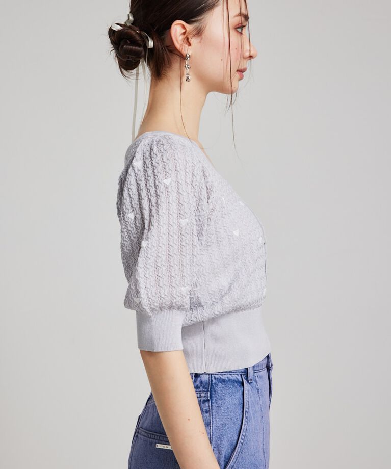 rienda「2WAYハートドットパフknitTOP」|ニット・セーター|