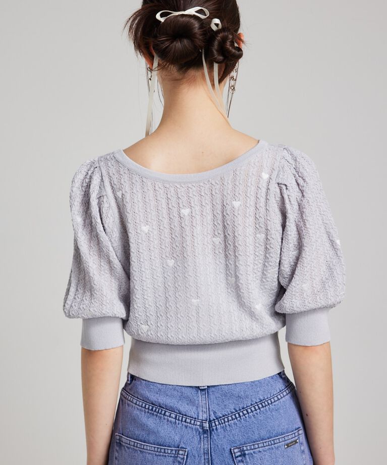 rienda「2WAYハートドットパフknitTOP」|ニット・セーター|