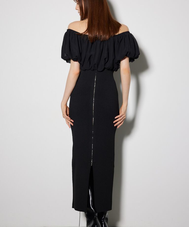 rienda「シフォンオフショルタイトニットワンピース」|ワンピース|