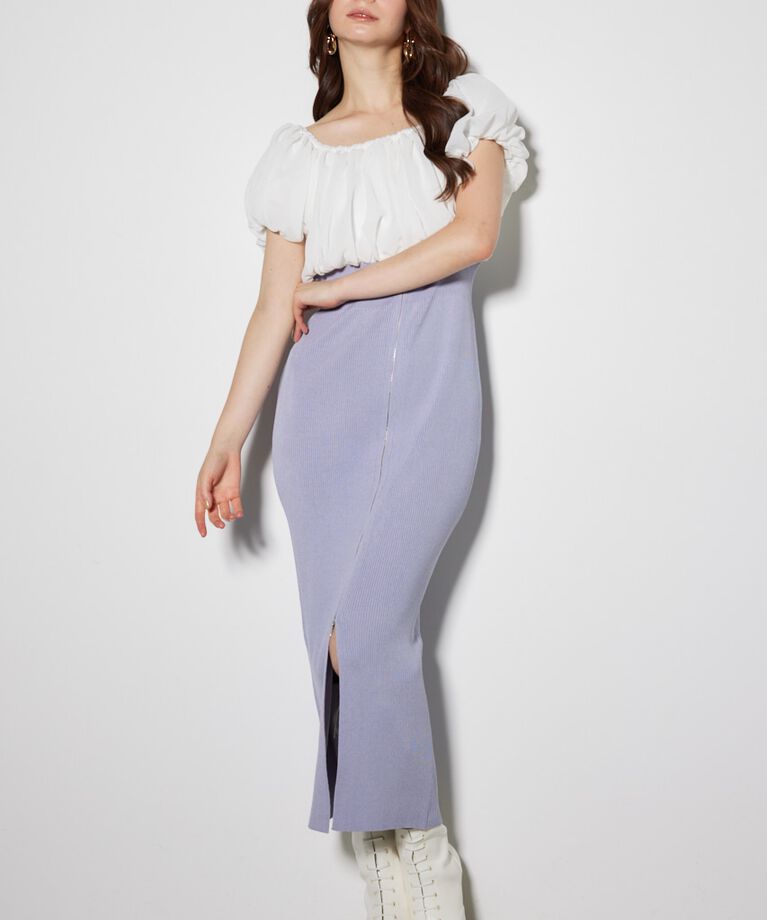 rienda「シフォンオフショルタイトニットワンピース」|ワンピース|