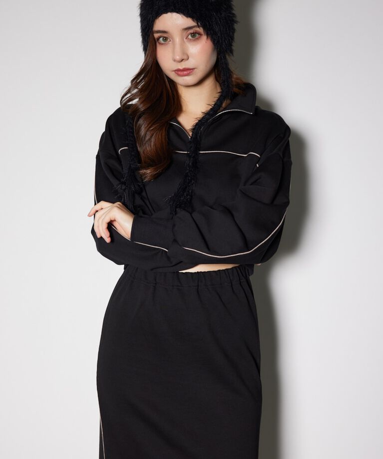 rienda「ハーフジップトラックスウェットタイトワンピース」|ワンピース|