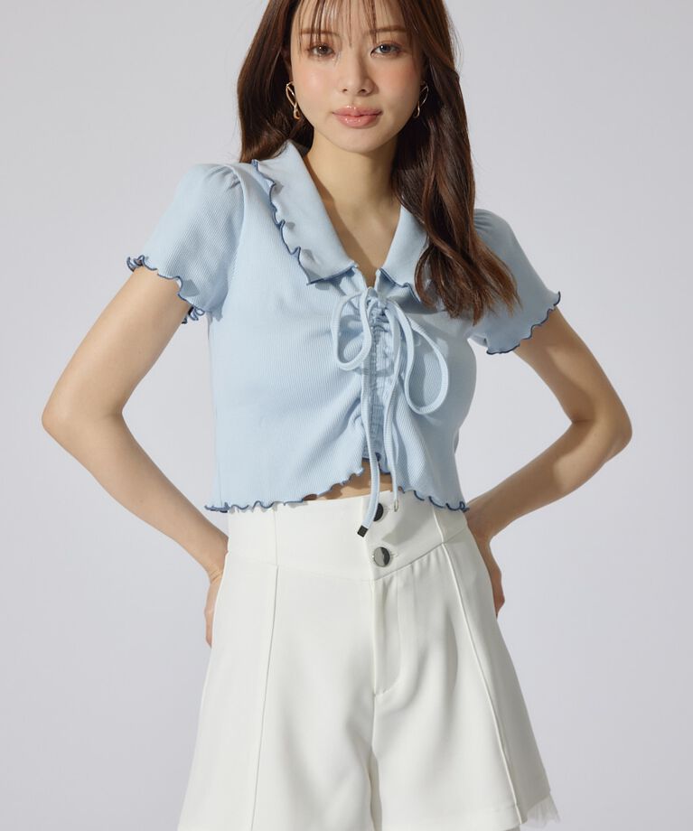 rienda「チュールレイヤードジャストウエストスコートショートパンツ」|その他|WHT