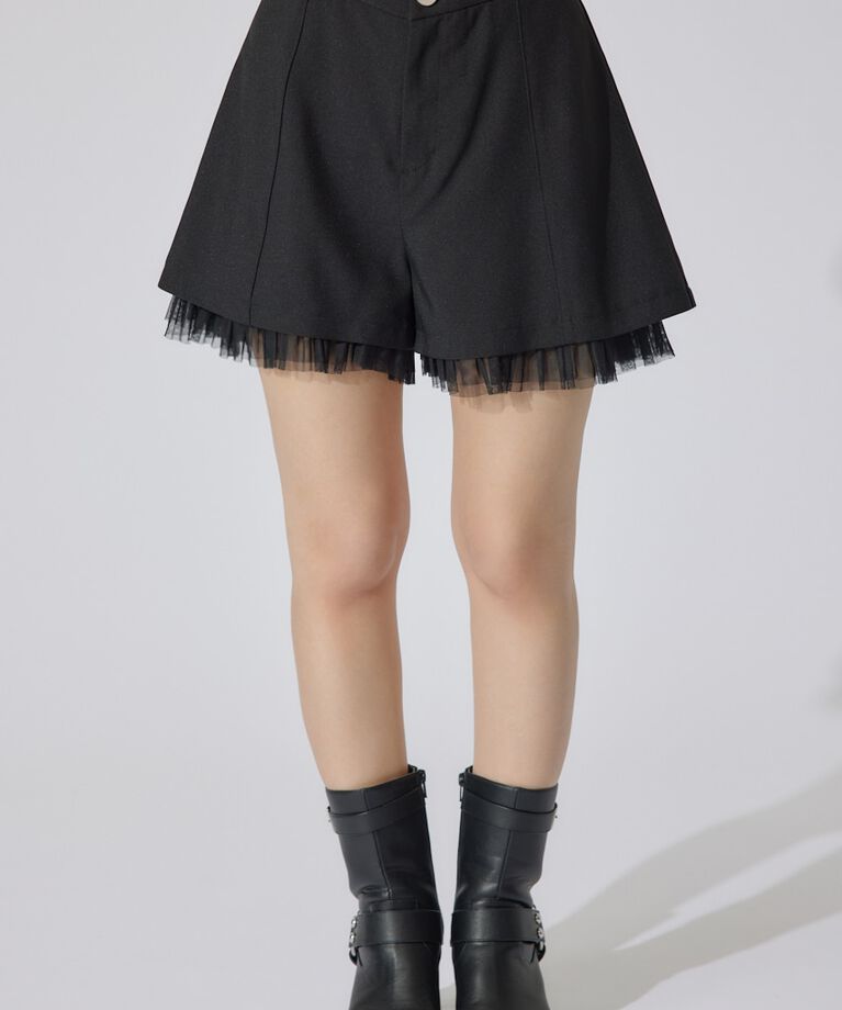 rienda「チュールレイヤードジャストウエストスコートショートパンツ」|その他|